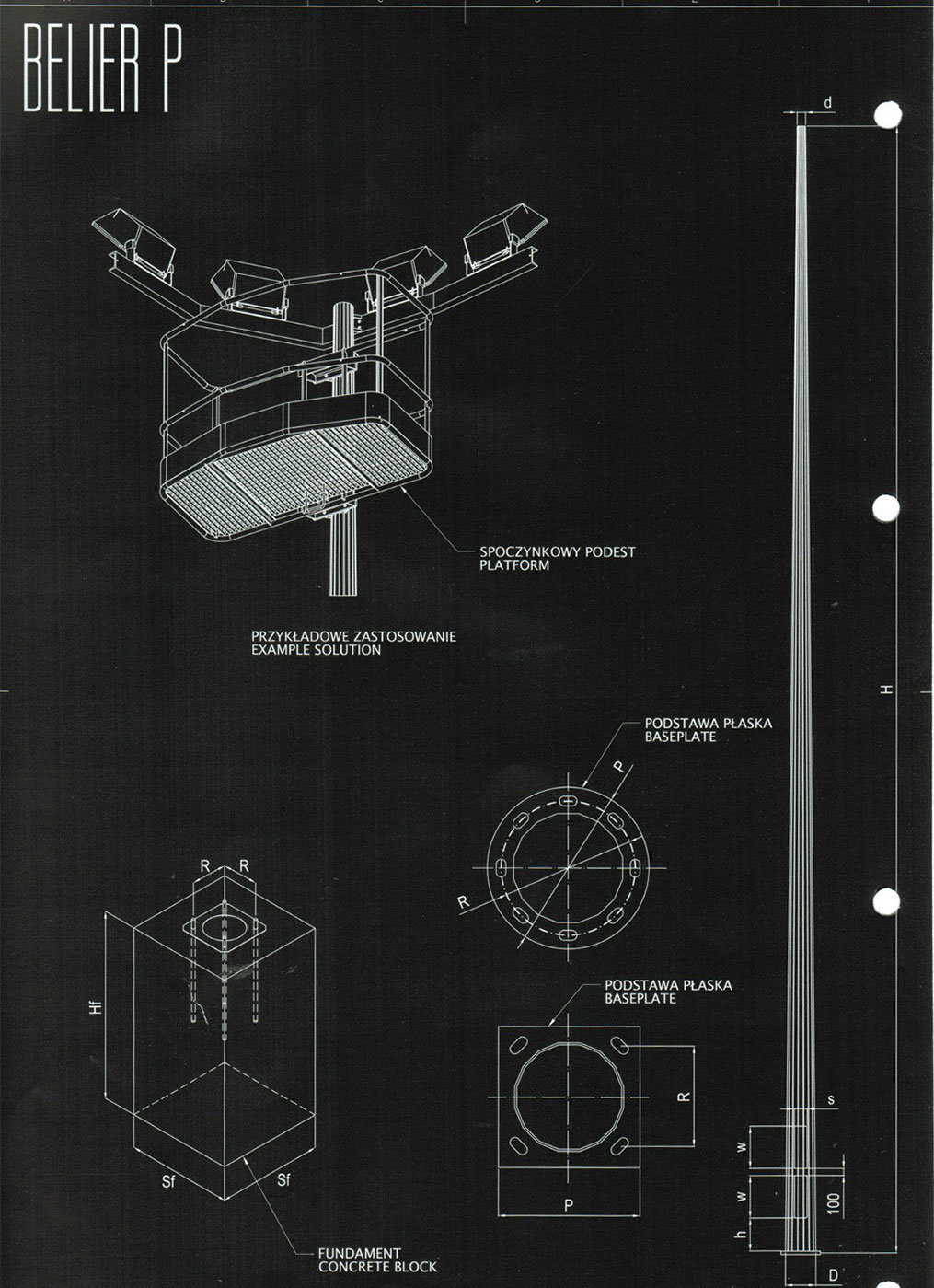 Projektørmaster oktogonale Belier 10-24mm